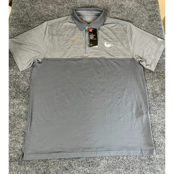 NWT UNDER ARMOUR Heat Gear LOOSE FIT Gray STRETCH\Golf POLO SHIRT Sz XL with Log - Picture 1 of 8